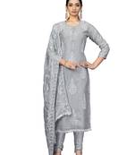 Grey embroidered chanderi salwar