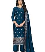 Blue embroidered chanderi salwar