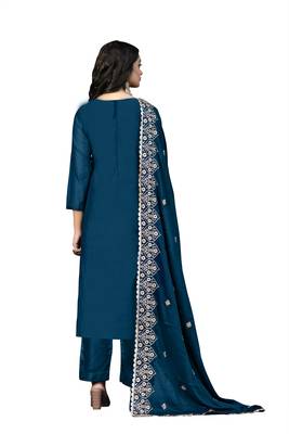 Blue embroidered chanderi salwar 3