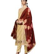 Beige embroidered chanderi salwar