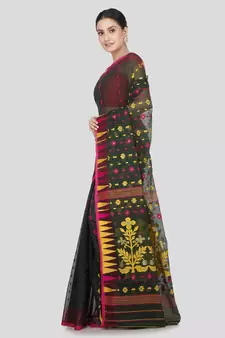 Pinkloom Women'S Green Hand_Woven Soft Cotton Jamdani-Sarees Without Blouse Piece