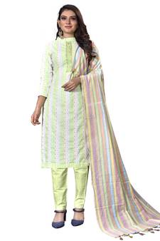 Multicolor woven cotton salwar