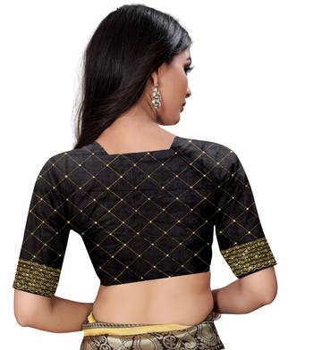 Durga Saree'S Unstitched Sequence Work Blouse Piece For Women_1Mtr_Black 2