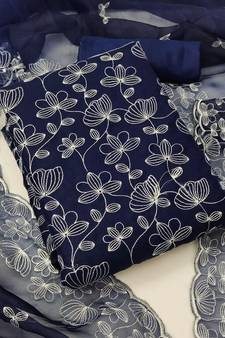 Blue embroidered organza salwar