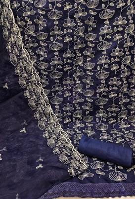 Blue embroidered organza salwar 2