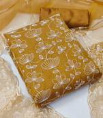 Mustard embroidered organza salwar