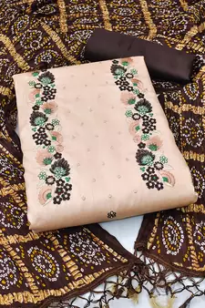 Beige embroidered silk salwar