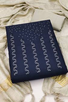 Blue embroidered cotton salwar