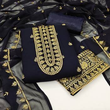 Blue embroidered faux georgette salwar 1