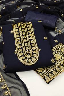 Blue embroidered faux georgette salwar