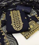 Blue embroidered faux georgette salwar