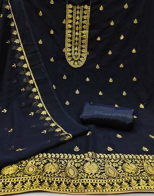 Blue embroidered faux georgette salwar 2