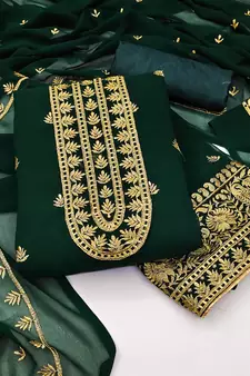 Green embroidered faux georgette salwar