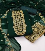 Green embroidered faux georgette salwar