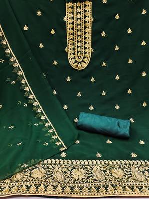 Green embroidered faux georgette salwar 2
