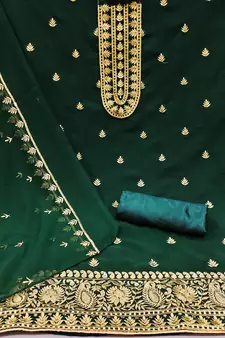 Green embroidered faux georgette salwar
