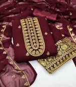 Maroon embroidered faux georgette salwar