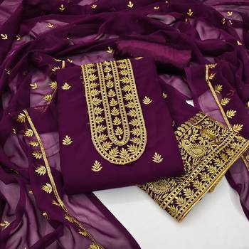 Purple embroidered faux georgette salwar 1