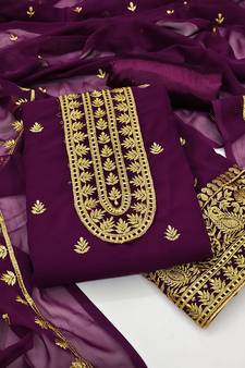 Purple embroidered faux georgette salwar