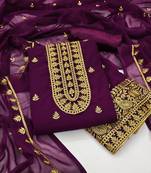 Purple embroidered faux georgette salwar