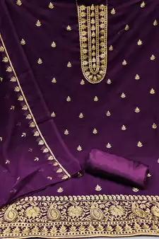 Purple embroidered faux georgette salwar