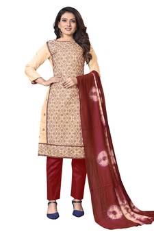 Beige embroidered silk salwar