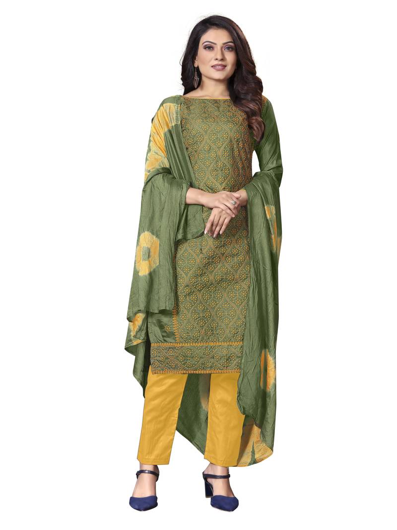 Sea-green embroidered silk salwar