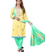Light-yellow embroidered cotton salwar