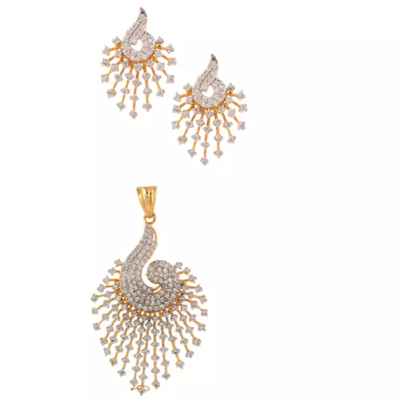 Ethnic Indian Bollywood JewelrySet Dazzling Pendant Set