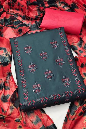Grey embroidered silk salwar