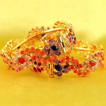 bangle  stone cz ad polki kundun meenakari pearl moti  gold silver platted  with skrew system size-2.6 1