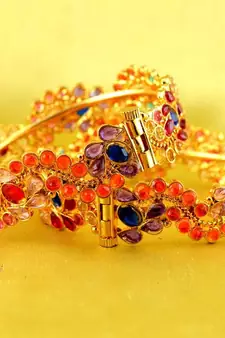 bangle  stone cz ad polki kundun meenakari pearl moti  gold silver platted  with skrew system size-2.6