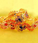 bangle  stone cz ad polki kundun meenakari pearl moti  gold silver platted  with skrew system size-2.6
