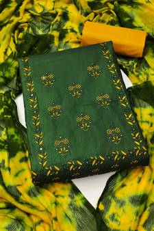 Green embroidered silk salwar