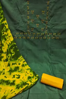 Green embroidered silk salwar