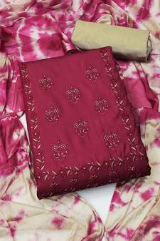 Magenta embroidered silk salwar