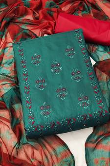 Sea-green embroidered silk salwar