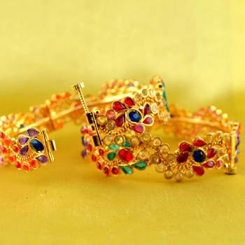bangle  stone cz ad polki kundun meenakari pearl moti  gold silver platted  with skrew system size-2.6 2