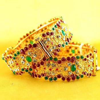 bangle  stone cz ad polki kundun meenakari pearl moti  gold silver platted  with skrew system size-2.8 1