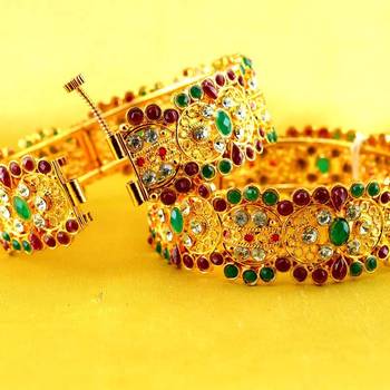 bangle  stone cz ad polki kundun meenakari pearl moti  gold silver platted  with skrew system size-2.8 2