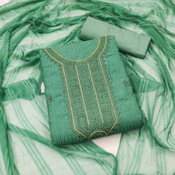 Sea-green embroidered cotton salwar 1