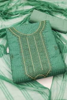Sea-green embroidered cotton salwar