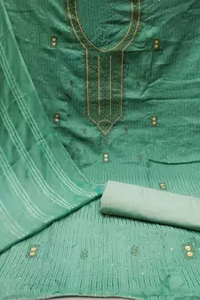 Sea-green embroidered cotton salwar
