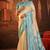 Cream & Sky Blue Kanjivaram Silk Saree With Weaving Work