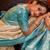 Cream & Sky Blue Kanjivaram Silk Saree With Weaving Work
