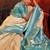 Cream & Sky Blue Kanjivaram Silk Saree With Weaving Work