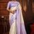 Cream & Light Purple Kanjivaram Silk Saree With Weaving Work