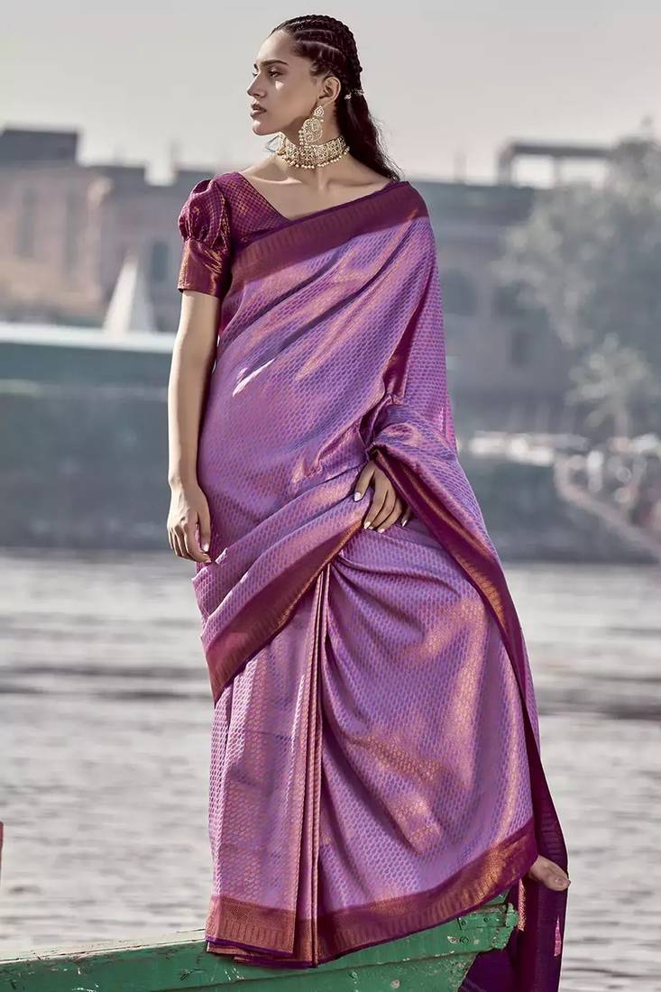 Magenta Colour Softy Silk Saree With Weaving Work - bahuji - 4147308 Magenta Colour Softy Silk Saree With Weaving Work - bahuji - 4147308
