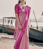 Pink Colour Softy Silk Saree With Weaving Work