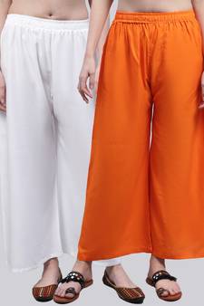 Pack of 2 Women Flared Rayon Palazzo